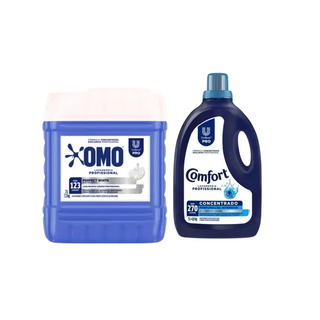 Kit OMO Perfect White + Amaciante Comfort 7 L