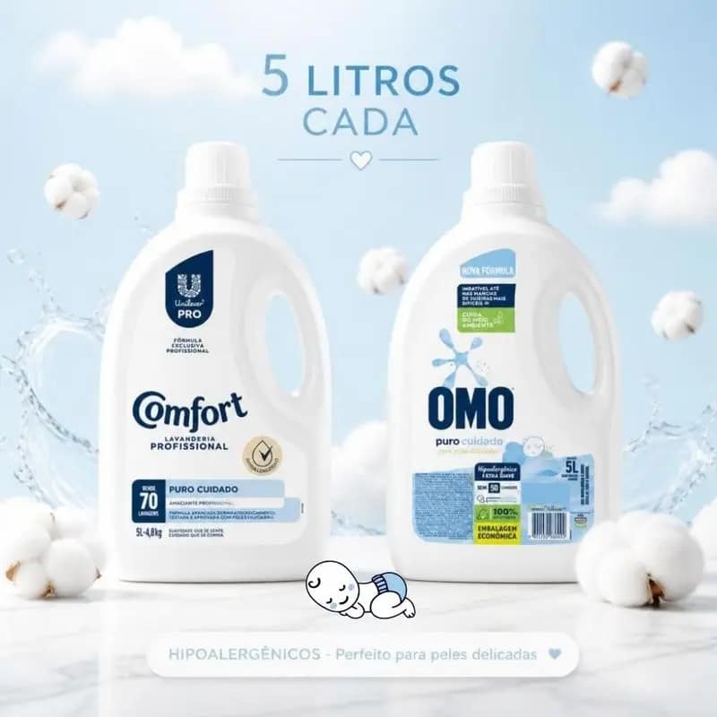 Kit OMO Roupas Finas e Delicadas Original + Amaciante Comfort 5 L