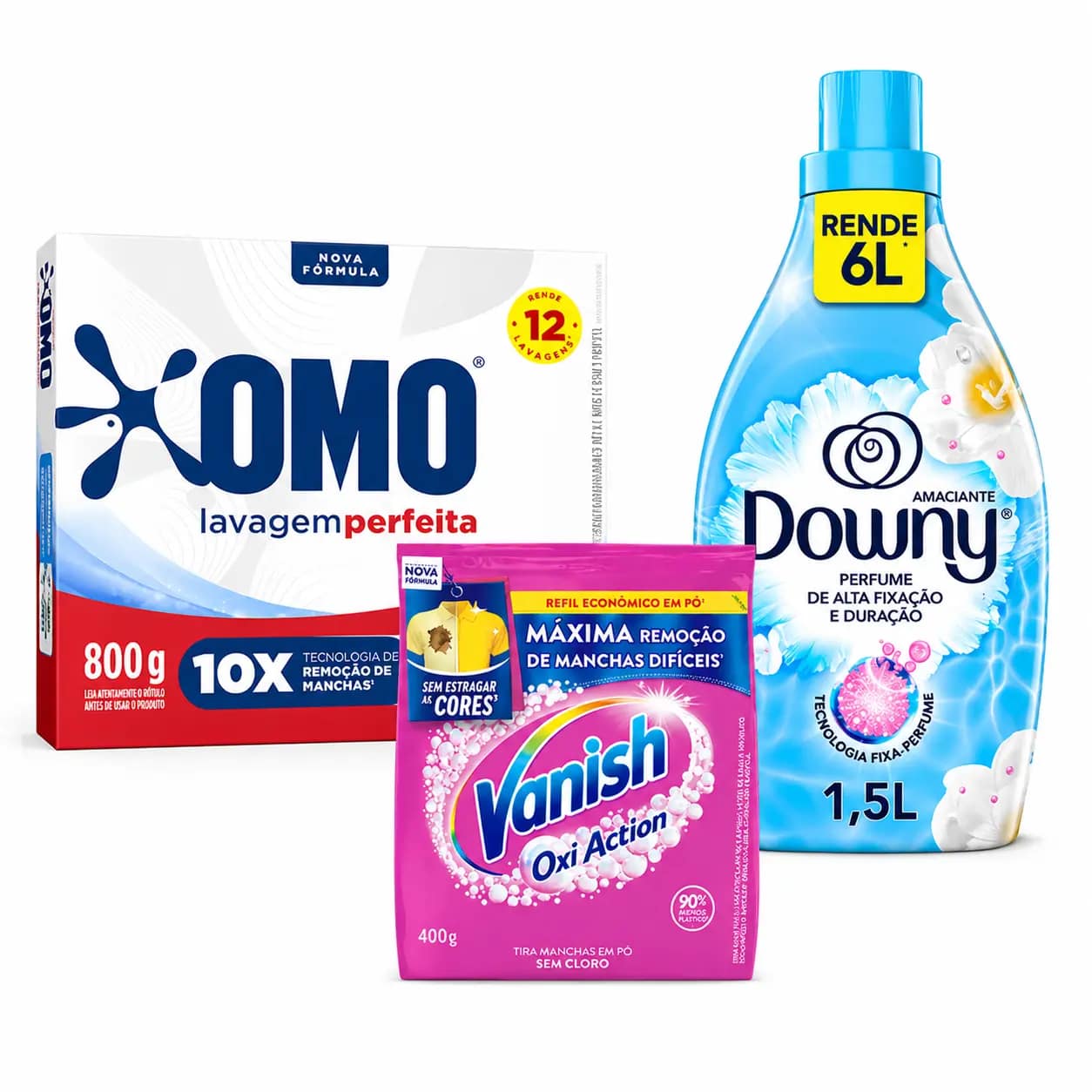 Kit OMO 800g Downy 1,5L Vanish 400g Lavagem Completa (kit misto)