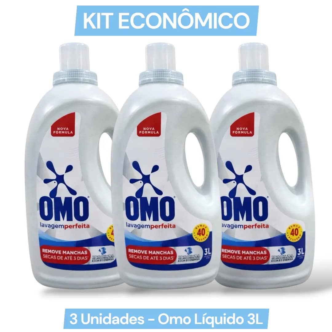 Sabão Líquido OMO Lavanderia Profissional 3 L – Kit com 3 unidades