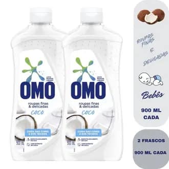 Sabão Líquido OMO Roupas Finas e Delicadas Coco 900 ml – Kit com 2 unidades