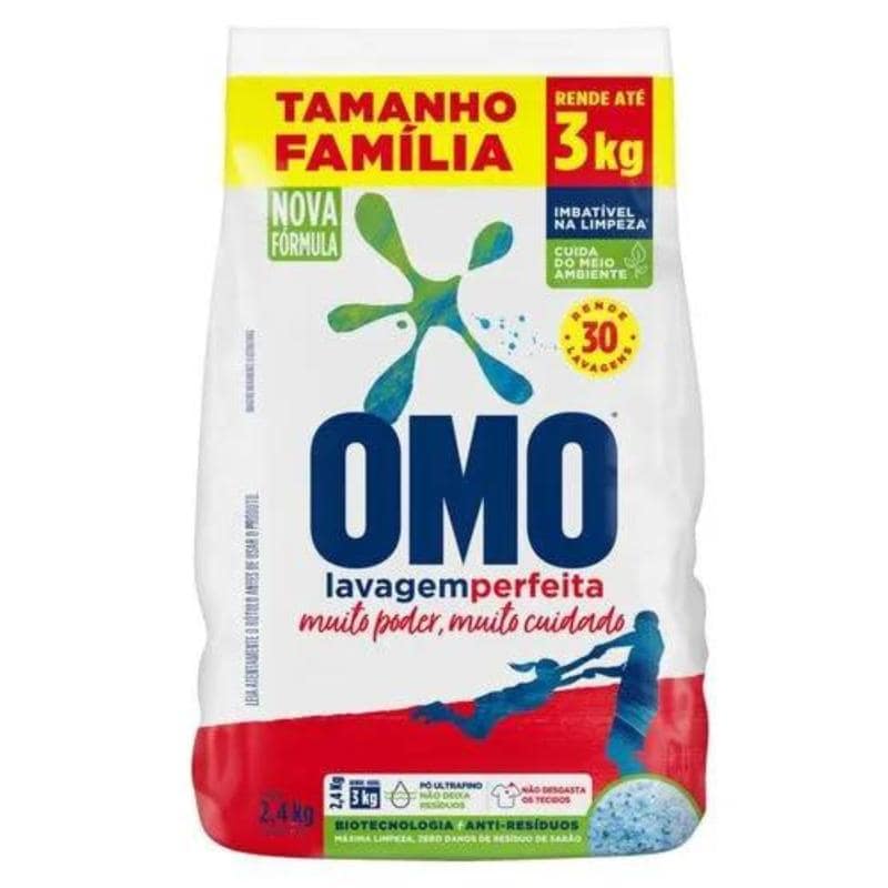 Sabão em Pó OMO Lavagem Perfeita 2.4 kg – Kit com 2 unidades