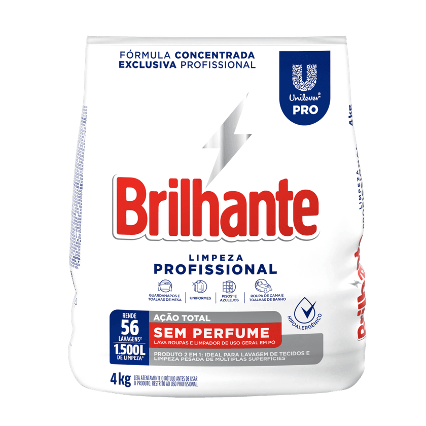 Brilhante Fragrance-Free Professional Laundry Detergent Powder 4 kg