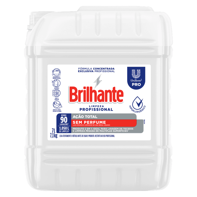 Brilhante Laundry Detergent Professional Fragrance-Free 7 L 90 Washes