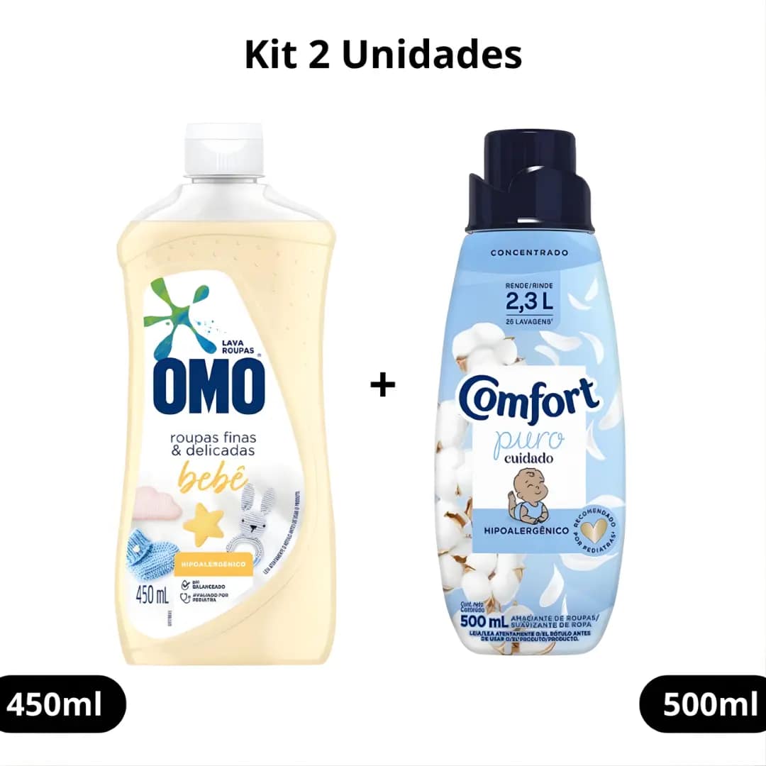 Kit OMO Roupas Finas e Delicadas Bebê + Amaciante Comfort 500 ml