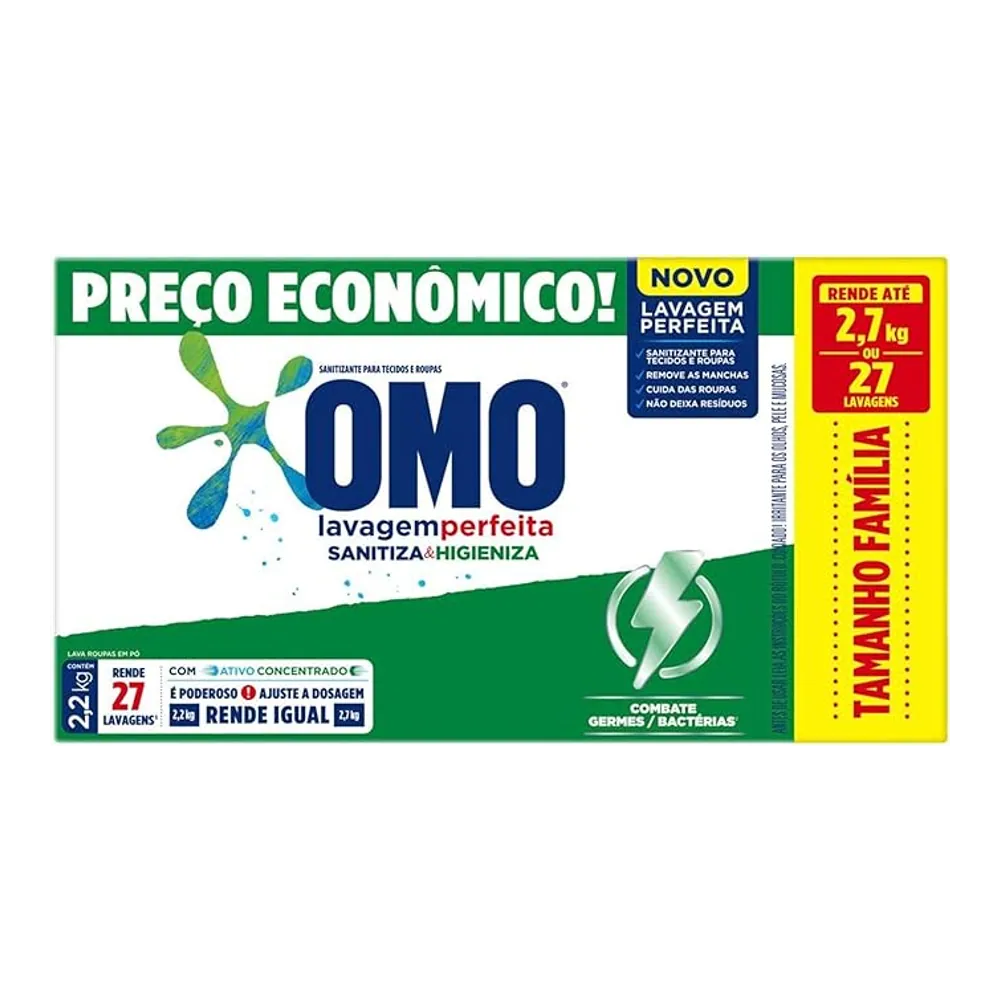 OMO Lavagem Perfeita Sanitiza e Higieniza 2,2 kg